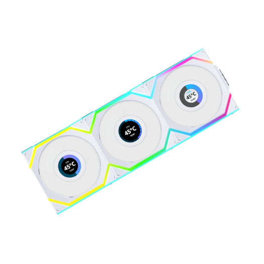 Lian Li UNI Fan SL - LCD Wireless 120 - Triple Pack - ARGB Fan - 1.6" LCD Display - 2.4 GHz Wireless Signal for RGB & Fan Control - Controller Included and Required - White (12SLLCD1W3W)